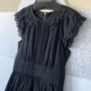Marc by Marc Jacobs black dress lace pleated details size 0 Wednesday Addams
